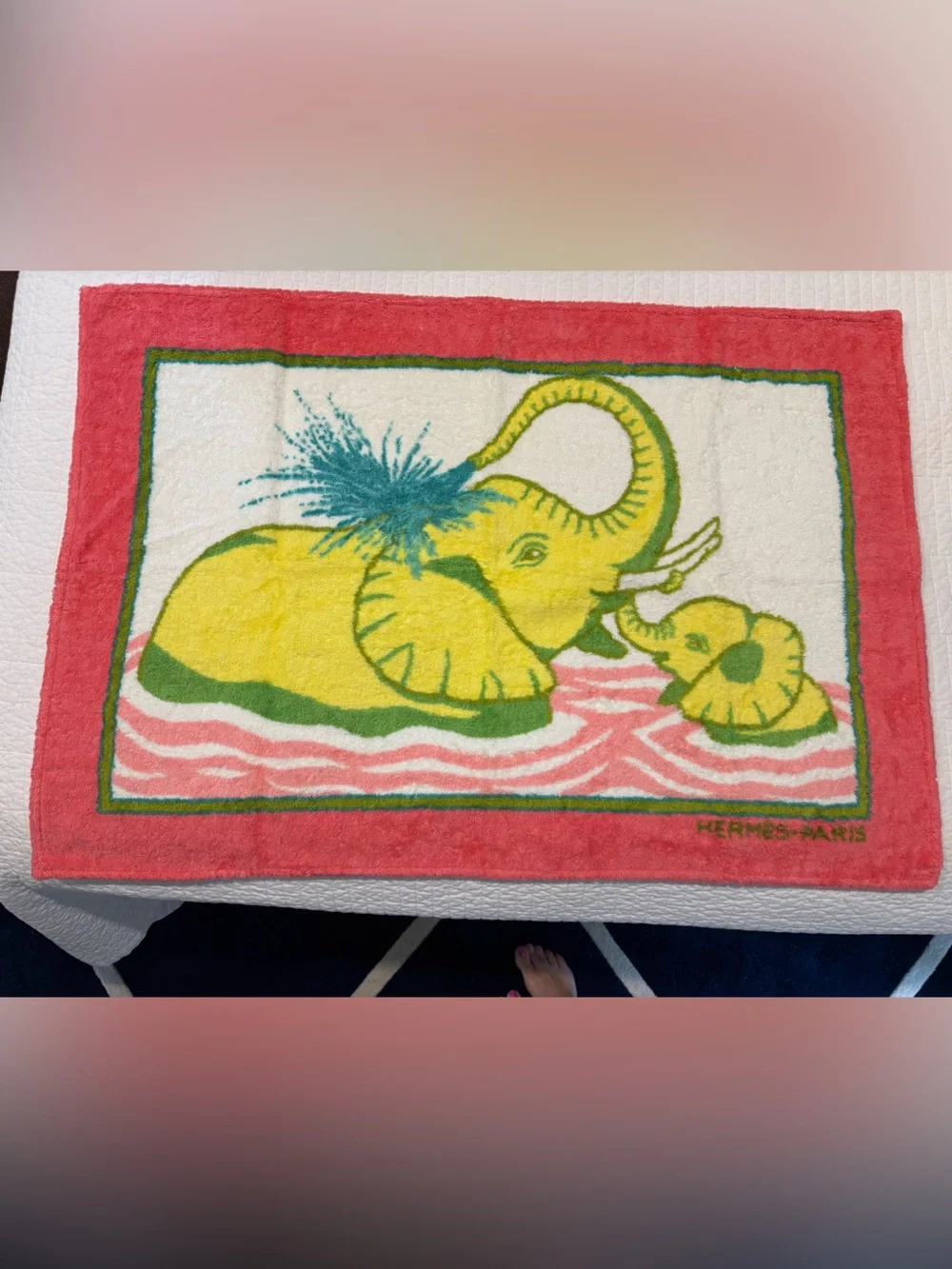 Hermès Paris Pink & Yellow Vintage Beach Towel